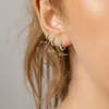 Pendientes de aro BOAKO 1 Uds. 6/810mm Plata de Ley 925 círculo de ópalo azul hebillas de oreja Piercing Huggie pendiente para mujer joyería de moda Brincos