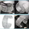 Bracelet 6Pcs Fl Blanc Cubic Zirconia Gems 925 Sterling Sier Bracelets Ouverts Russie Australie Usa Bracelets Bijoux Drop Delivery 2021 Dhse Dhpon