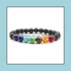 Pulseira de fios de miçangas de chakra perdem peso lava preto cura de nice contas de reiki pedra natural para homens homens unissex gota entregar dh9fs