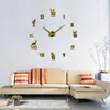 Relógios de parede Projetar grandes relógios decorativos de parede Design breves relógios DIY Relógio digital Relógio quartzo Sala de estar 3D Adesivos de parede de gato 220909