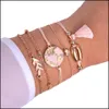 Beaded Strands Alloy Tassel Shell Smycken Set Oil Drop Map Armband MTI-Piece Delivery 2021 Armband DHSeller2010 DHXEZ