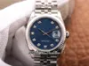 EWF Just 126234 A3235 Automatic Unisex Watch Mens Ladies 36 Fluted Bezel Blue Logo Diamonds Dial JubileeSteel Bracelet Super Edition Same Series Card Puretime A1