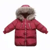 COOTELILI Cotton Veste d'hiver pour garçons Girls Real Raccoon Fur Chapeau d'hiver pour garçons Long Style Kids Parka Vêtements 201805376