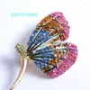 Broches couleur or papillon broche pour femmes élégant peint strass poitrine broche Corsage dames costumes vêtements bijoux de mode