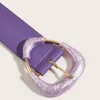 Ceintures mode violet vert brillant Pu pour femmes alliage coquille boucle couleur unie mince broche femme robe décoration