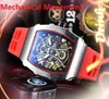 Popular Mens Skeleton Cador Watch Stophatch 43 mm Self Winding Mécanique Pilote Rubber Belt Trend Elegant Noble Sports Time Horloge Table Wristwatch Reloj Montre