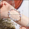 Beaded Strands Natural Stone Crystal Bracelet Women Pearl Pink Temperament Charm Bracelets Girl Gifts Fashion Accessories Jewelry Dr Dh4Sr