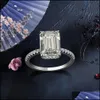 Anneaux de mariage Anneaux de mariage Diamant à haute teneur en carbone Taille émeraude Sterling Sier Promise Bague de fiançailles pour les femmes Drop Delivery 2021 Bijoux Dhwlm