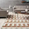 Carpets Modern Orange White Round Grid Carpet Large Area Rug For Bed Rroom Soft Bedroom Bedside Rugs Floor Mats Sitting Room Decoration