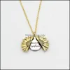 Pendant Necklaces Fahion Sunflower Necklace Valentine Gift Gold Locket Can Open Pendant You Are My Sunshine Engraved Clavicle Chain F Dhkec