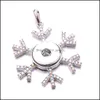 Pendentif Colliers Or Sier bouton pression bijoux à breloques forme de flocon de neige pendentif ajustement 18Mm boutons pression collier pour femmes Noosa D336 D Dhuik