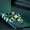 Hoop Huggie 12 Paren MSEE PIC Geschenk sieraden Ronde gevormd Emerald Gemstone 925 Sier Greem zirkon Hie oorbellen Groothandel drop levering 2 Dhjob