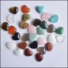 Stein Naturstein Cabochons 15X18Mm Herz Lose Perlen Opal Schwarzer Onyx Rosenquarz Tigerauge Türkis Flache Rückseite Für Halskette Ring Dhrdk