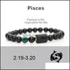 Brins de Perles 12 Bracelets Constellation Hommes Pierre Noire Bracelet Brins de Perles Signe Étoile Zodiaque Horoscope Amant Couple Amitié J Dhrey