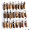 Charms Natural Tiger Eye Stone Pillar Shape Charms Point Chakra Pendenti per gioielli che fanno Drop Delivery 2021 Risultati Componenti Dhs Dhb4R