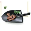 Ensembles de couverts Creative Pelle Style Dîner Plat Imitation Porcelaine Noir Barbecue Grill Plaque Mélamine Vaisselle Maison Cuisine Vaisselle