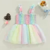 Mädchen Kleider 2022 Sommer Geboren Baby Mädchen Süße Bunte Prinzessin Tutu Kleid Party Kleinkind Kinder Ärmellose Plissee Layered A-linie