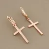 Pendientes colgantes de moda para mujer, pendiente cruzado de Color oro rosa, joyería Punk, fiesta fresca