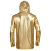 Unisexe brillant métallique Catsuit Costumes spandex mince Hoodies Printemps Casual Sweats À Capuche Sweat Solide Couleur Sweat Stage performance tops