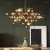 Pendant Lamps Postmodern Creative Restaurant Chandelier Personality Model Room Long Bar Study Desk Light Luxury Stone Shelf