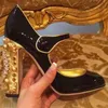 Золотые насосы 2019 г. для женщин круглое ноги с стразами и часы и смотрят странные туфли на высоких каблуках Женские модные свадебные обувь 2548