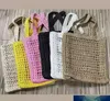 밀짚 가방 디자이너 가방 와인 코코넛 섬유 토트 여성 쇼핑 핸드백 고품질 크로 셰 뜨개질 파우치