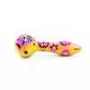 Cool Coloré Plus Motif Tuyaux En Verre Épais Conception Portable Cuillère Bol Sèche Herb Filtre À Tabac Bong Pipe À Main À La Main Huile Rigs Fumer Porte-Cigarette