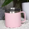 14oz Coffee Mugs with Handle lid Stainless Steel Travel Tumbler Double wall Powder Coated Cup Vacuum Insulated Camping Mug Container Water Bottle SS1107