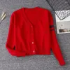Conjuntos de ropa S-L Otoño Suéter para mujer Prendas de punto Rojo Suave Hermana Encantadora Linda Historieta Japonesa Corea JK Adolescentes Chicas Dulces Cardigans