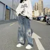 سراويل جينز كبيرة الحجم غسل النجمة الجينز الفضفاضة شارع هاي ستريت فضفاضة مستقيمة y2k الصيف غير الرسمي الهيب هوب النساء 220907
