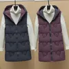 Femmes Gilets Automne Hiver Deux Côtés Porter Long Gilet Chaud À Capuche Gilet Femmes Manteau Épaissir Coton Rembourré Femme Veste Sans Manches 220909