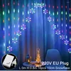 Strings Snowflake Curtain Christmas LED Light Luces Decorations For Home Outdoor Fairy Lights Garland Decorative