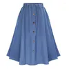 Skirts High Waist Denim For Women Fashion Solid Thin Jean Jupe Casual Single Breasted Falda Vaquera 2022 Summer Skirt Female