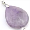 Pendentif Colliers Meilleur Gros 3 Pièces Améthyste Pendentif Collier Gemmes 20X30Mm Femmes Pierre Naturelle Goutte D'eau Violet Cristal Bijoux Dhprx