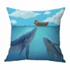 Kissen Hause Dekorative Quadrat Blau Wal Leinen Und Baumwolle Sofa Abdeckung Anime Fällen Kissenbezug Für Auto Stuhl Pillowslip