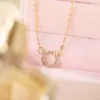 Crystal Circle Pendant Necklace Golden Color Unquie Women Fashion Necklaces