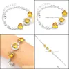 Bracelets de charme 925 Sterling Sier Bracelets réglables pour femmes ronde Citrine rétro éblouissante CZ en forme de coeur 8 "nouvelle livraison directe 20 Dhkyh