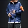 Men's Jackets 2022 Outdoor Men Hooded Sports Pullover Loose Jacket Harajuku Hip Hop Windproof Coats Youth Blue Stitching Outwear