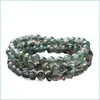 B￤rade str￤ngar p￤rlstr￤ngar mossa agatp￤rlor/gr￶na armband/mti-skiktade buddha armband/kristalll￤kande smycken droppleverans 202 dhpqw