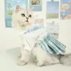 Kedi Kostümleri Köpek Giyim Pet Kukla Kedi Elbiseler Sfenks Kediler İçin Yaz Etek Giysileri Giyim İngilizce Kısa Mavi Kitten İnce Stil Sevimli Elbise 220908