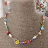 Choker 6 Colors Luxury Glass Seed Beads Flower Chain Bib Statement Necklace Natural Pearl Pottery For Woman Party