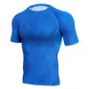 Chemises actives Sport Blouse haut homme jambières d'exercices Fitness Sports course Yoga athlétique chemise à manches courtes respirant Sportwear