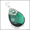 Colares pendentes misturam 5pcs arco -￭ris Novo 925 Sterling Sier Teardrop Green Emerald Real Black Onyx Gemstone Colares Pingents for Lady Dhjnr