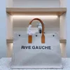Projektantka Rive Gauche Torba na zakupy Kobiet torebki TOTE Linen Skórzana torebka Moda Modna torby plażowe Luksusowe podróże portfel na ramię