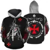 Erkek Hoodies Şövalyeleri Templar Zırh Ceket Haçlı Çapraz Ortaçağ Sweathsirt kazak tam baskılı 3D Erkekler Hoodie Trailsuit Karnaval