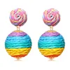 Raffia Earring Stud Boho Handgemaakte stro Rattan Drop geometrische lantaarn Dange oorbellen voor vrouw