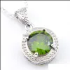 Pendant Necklaces 12 Piece Vintage Round Peridot Citrine Blue Topaz Gems Sier Necklaces For Women Msee Pic Gift Pendants 7 Color Drop Dh38G