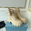 Женские ROIS Boots Boots Белый нейлоновый дерби лодыжка Martin Boots с мешочкой патентной кожа