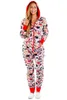 2022 Женские комбинезоны осень зимняя пуговица взрослые женщины мультфильм Рождество пижамы пижамы печатные с длинными рукава