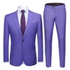 Męskie garnitury Blazers Mężczyźni Slim Slim Fit Business Business Office Suit Suit Wedding Groom Party 2-częściowe spodnie kurtka Noth Notch Lapel Single Button Formal 220909